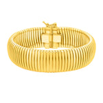 Sterling Silver Yellow Gold Plated Thick Tubogas Bracelet (16.00 mm), view 3