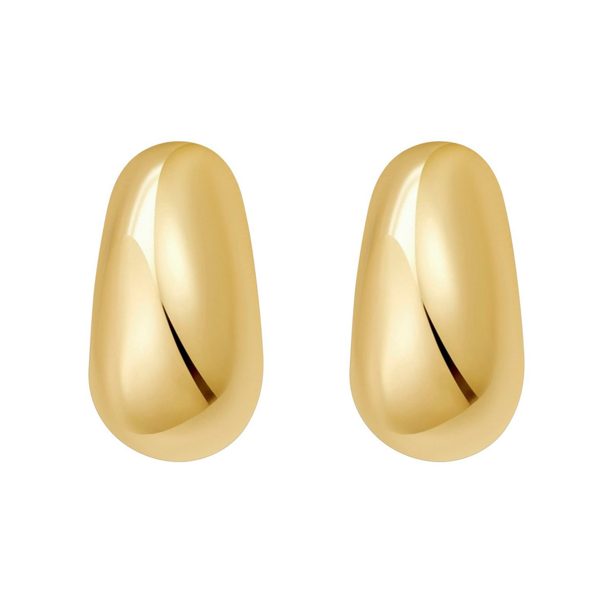 Sterling Silver Yellow Gold Plated Twisted Puff C Hoop Earrings, view 2