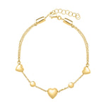 14K Yellow Gold Puff Heart Adjustable Anklet, view 3