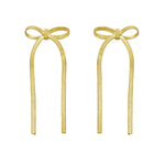 Sterling Silver Yellow Gold Plated Snake Chain Drop Dangle Bow Earrings