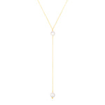 14K Yellow Gold Lariat Necklace with Pearls