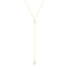 14k Yellow Gold Lariat Necklace with Pearls