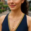 14k Yellow Gold Lariat Necklace with Pearls