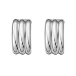 Sterling Silver Triple Row C Hoop Earrings, view 2