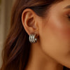 Sterling Silver Triple Row C Hoop Earrings
