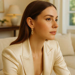 14K Yellow Gold Mini Diamante Paperclip Earrings, view 2
