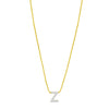 14K Yellow Gold Mini Diamond Z Initial Pendant Necklace