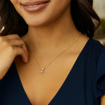 14K Yellow Gold Mini Diamond Z Initial Pendant Necklace, view 5
