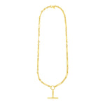 14K Yellow Gold Alternating Oval and Round Chain Necklace with Toggle