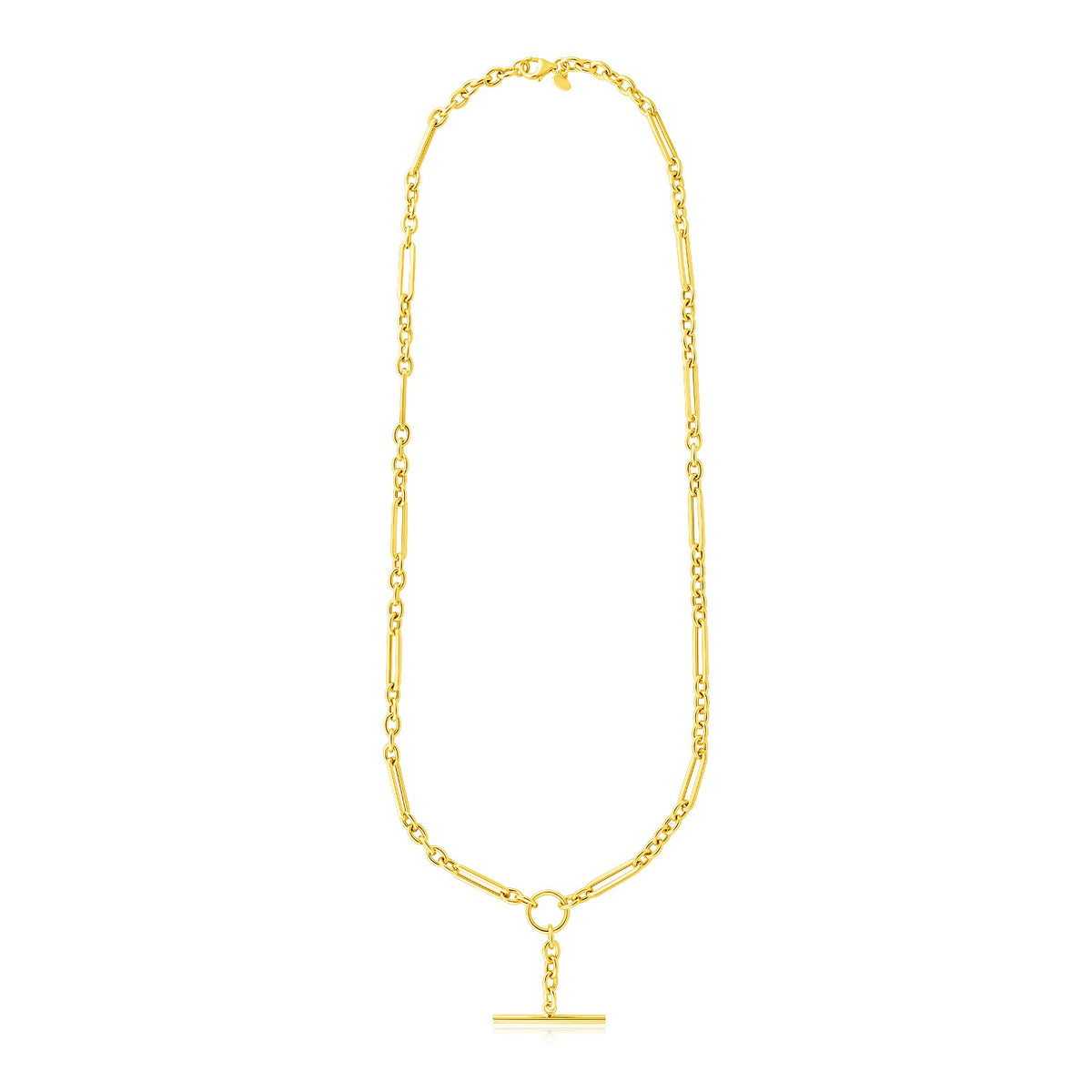 14K Yellow Gold Alternating Oval and Round Chain Necklace with Toggle