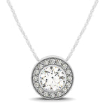 Diamond Halo with Center Bezel in 14K White Gold (5/8 cttw)