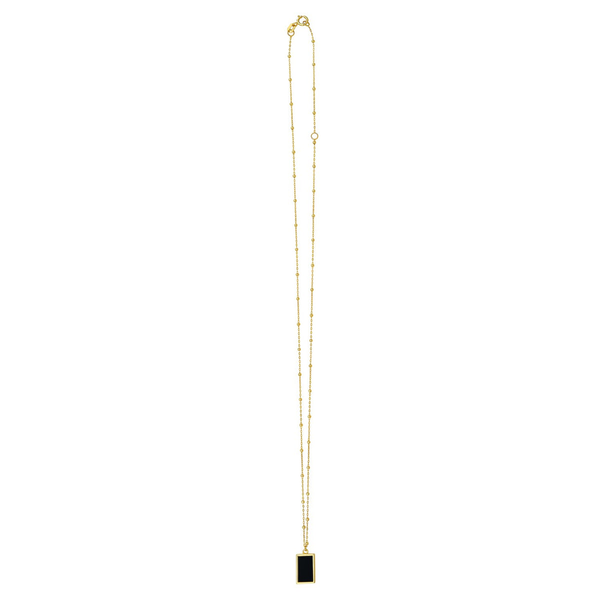 Onyx Geometric Rectangle Necklace in 14K Yellow Gold, view 2