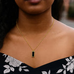 Onyx Geometric Rectangle Necklace in 14K Yellow Gold, view 3