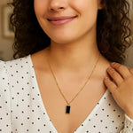 Onyx Geometric Rectangle Necklace in 14K Yellow Gold, view 4