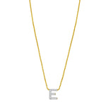 14K Yellow Gold Mini Diamond E Initial Pendant Necklace
