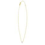 14K Yellow Gold Mini Diamond E Initial Pendant Necklace, view 2