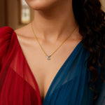 14K Yellow Gold Mini Diamond E Initial Pendant Necklace, view 4