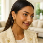Medium Wedding Hoop Earrings in 14K Yellow Gold, view 3
