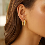 Medium Round Electroform Hoop Earrings in 14K Yellow Gold, view 2