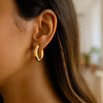 Medium Round Electroform Hoop Earrings in 14K Yellow Gold, view 3