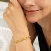 14K Yellow Gold Charm Lock Rolo Chain Bracelet (5.10 mm), view 3
