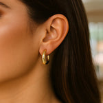Puffy C Shaped Hoop Earrings in 14K Yellow Gold, view 3