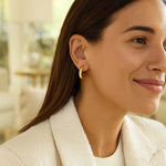 Puffy C Shaped Hoop Earrings in 14K Yellow Gold, view 4