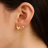 14k Yellow Gold Two Hole Post Earrings with Butterflies