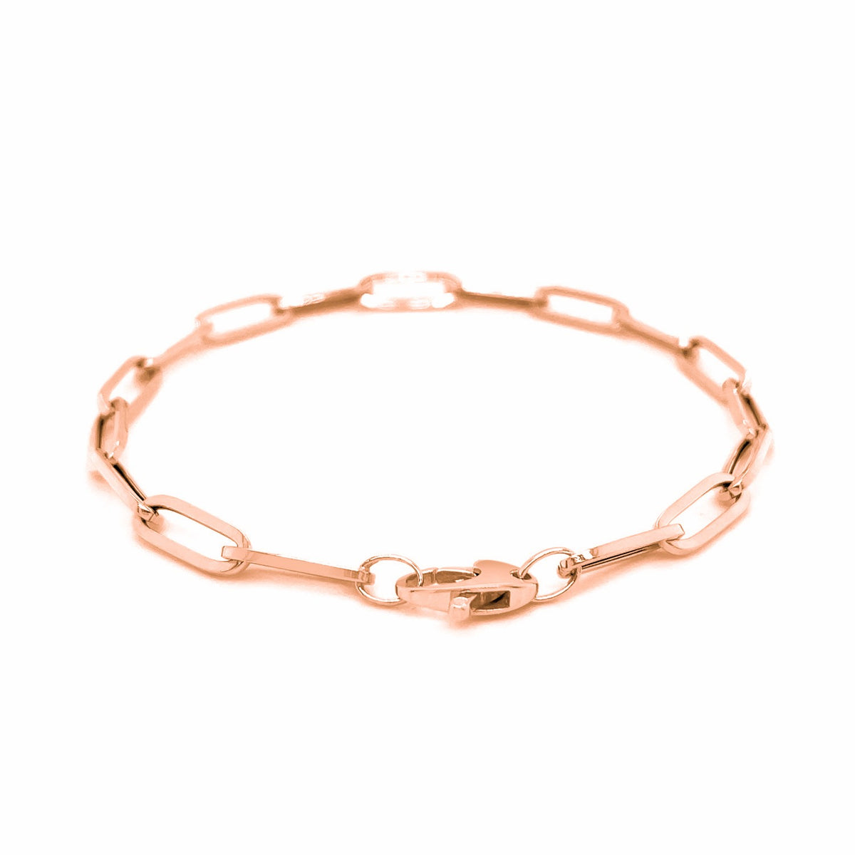 14K Rose Gold Bold Paperclip Chain Bracelet (4.20 mm), view 3