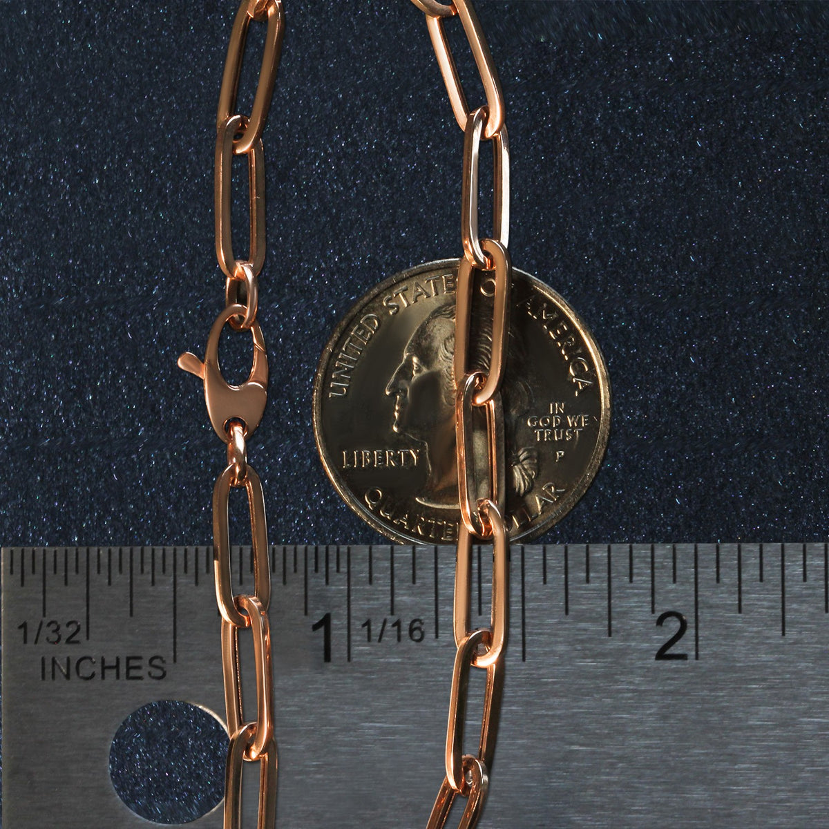14K Rose Gold Bold Paperclip Chain Bracelet (4.20 mm), view 6