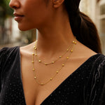 14K Yellow Gold Pyramid Station Layered Necklace, view 2