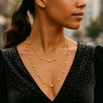 14K Yellow Gold Pyramid Station Layered Necklace, view 4