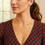 14K Yellow Gold Pyramid Station Layered Necklace, view 5