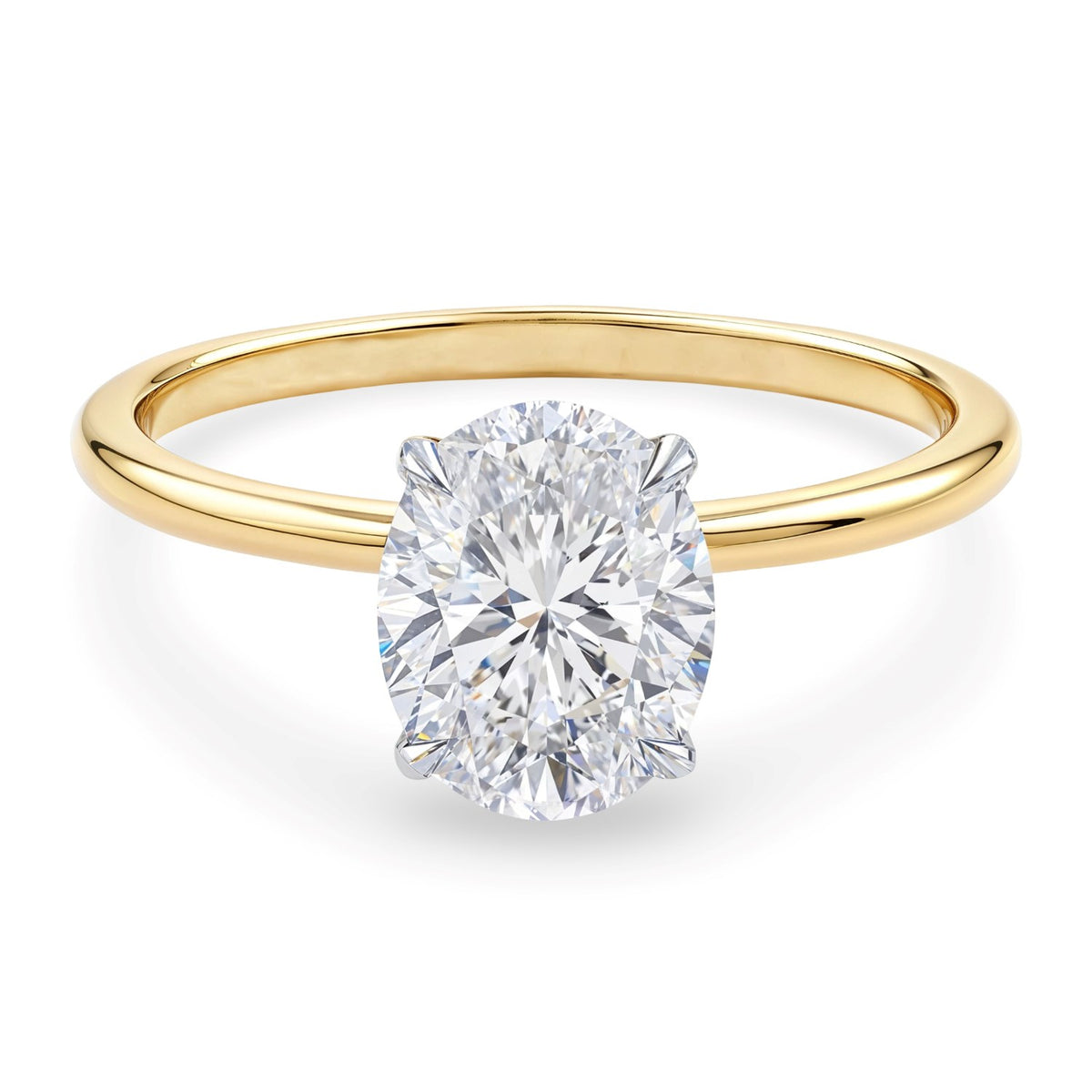 1 1/2 Carat Oval Lab Grown IGI G/VS1 Diamond Solitaire Ring in 14K Yellow Gold, view 2