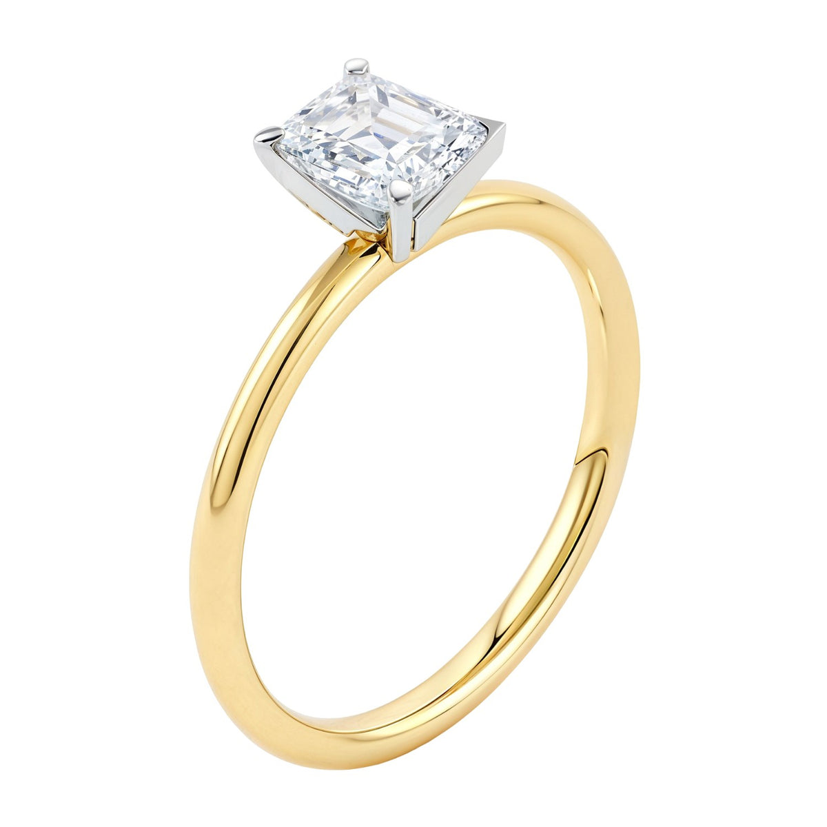 1 Carat Emerald Lab Grown IGI G/VS1 Diamond Solitaire Ring in 14K Yellow Gold, view 2