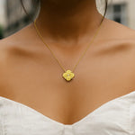 14K Yellow Gold Diamond Clover Pendant Necklace, view 4