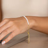14K Yellow Gold Adjustable Friendship Bracelet with Pearls, view 5