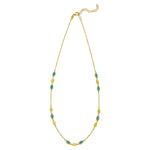 14K Yellow Gold Hexagon Turquoise Inlay Links Necklace, view 2