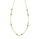 14K Yellow Gold Hexagon Turquoise Inlay Links Necklace, view 3