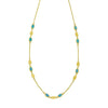 14K Yellow Gold Hexagon Turquoise Inlay Links Necklace