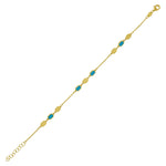 14K Yellow Gold Hexagon Turquoise Inlay Links Bracelet