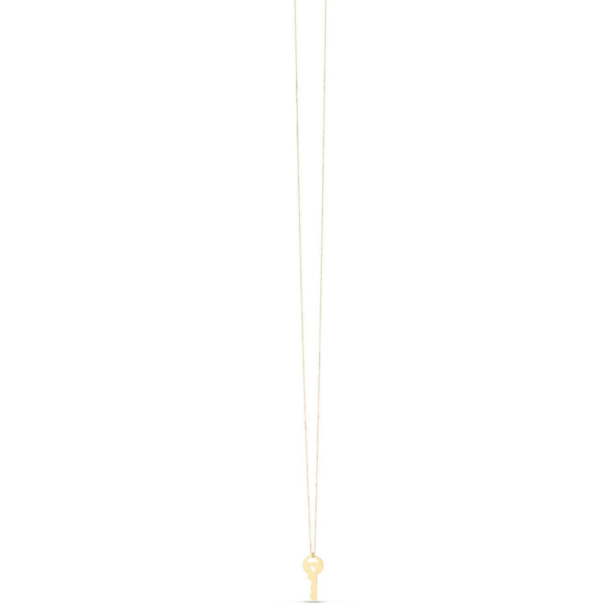 14K Yellow Gold Triple Heart Key Necklace, view 2