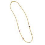 14K Yellow Gold Multi Gemstone Curb Chain Necklace, view 3
