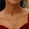 14K Yellow Gold Multi Gemstone Curb Chain Necklace