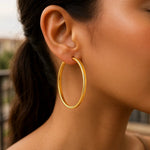 Large Wedding Hoop Earrings in 14K Yellow Gold, view 4