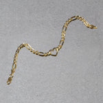 14K Yellow Gold 7 inch Figaro Chain Bracelet with Heart (4.50 mm), view 4