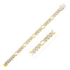 14K Yellow Gold White Pave High Polish Modern Lite Figaro Bracelet (9.50 mm)