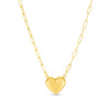 14k Yellow Gold Paperclip Chain Necklace with Puffed Heart