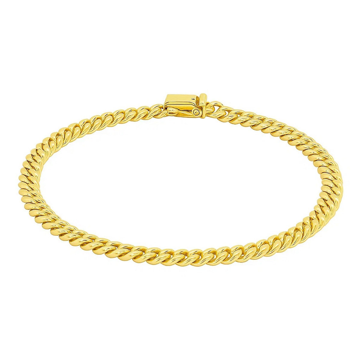 10K Yellow Gold Classic Miami Cuban Solid Bracelet (5.00 mm), view 2