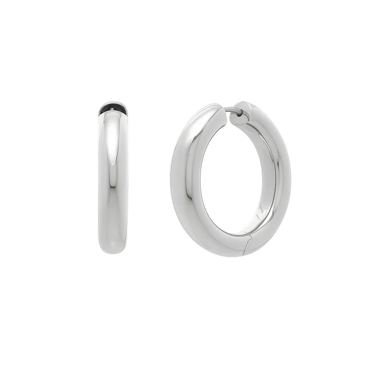 Sterling Silver Classic Round Hoop Earrings, view 2